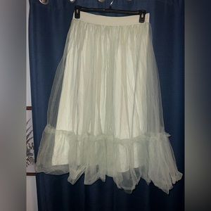 Shein sage green tulle midi skirt